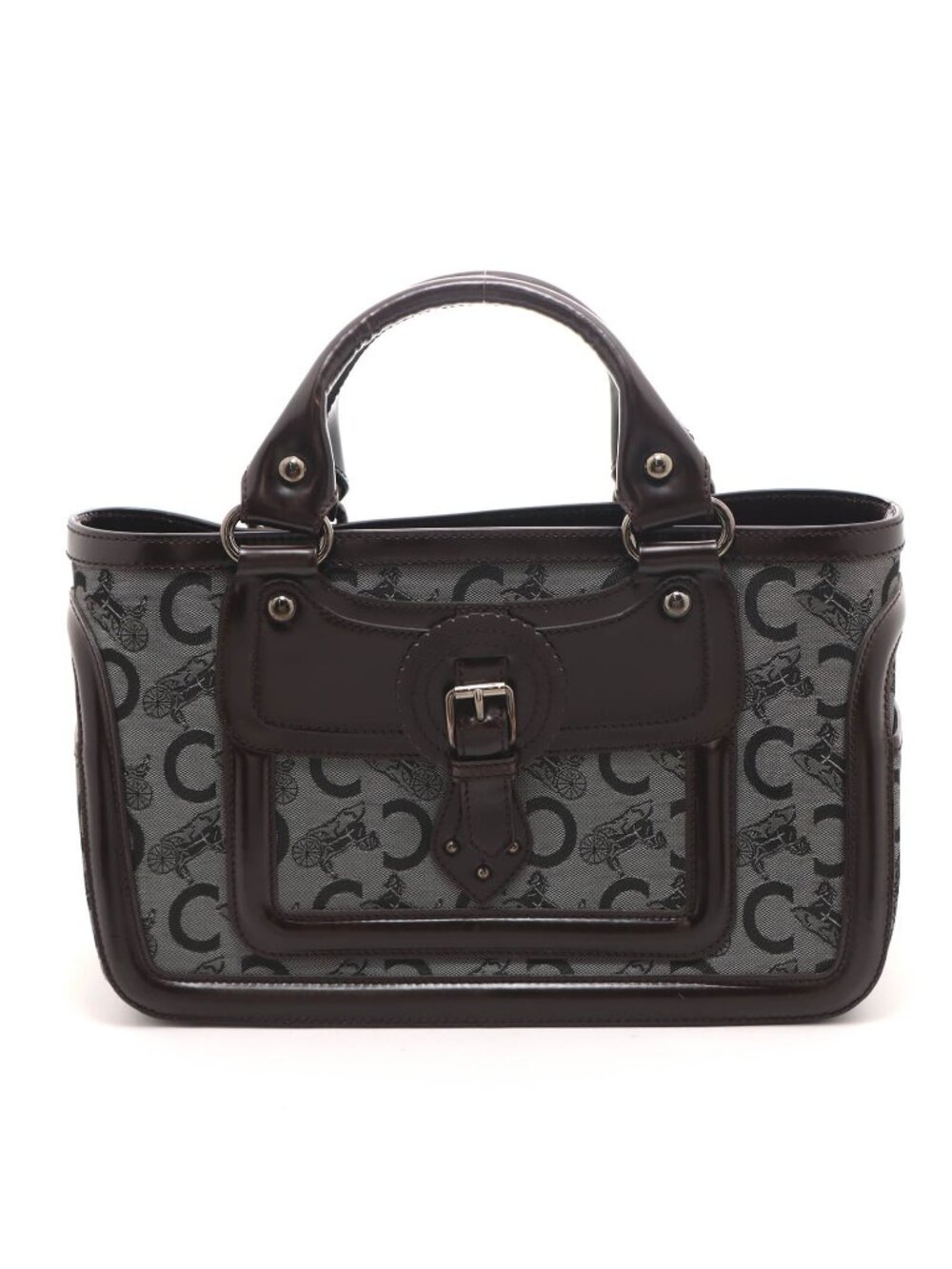 Celine C Macadam Handbag Canvas Duck Brown Gray